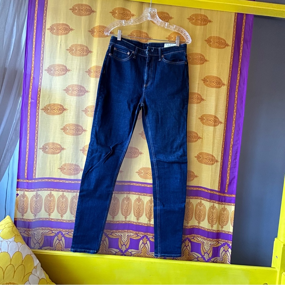 rag&bone size 28 high waisted dark denim blue stretch skinny jeans NWOT